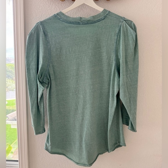 We the free (Free People) puff sleeve 3/4 sleeve top clover green - Picture 4 of 4